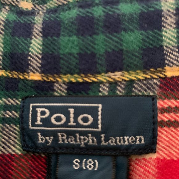 Boys Polo Flannel Button Down Suede-Like Elbow - Picture 3 of 4